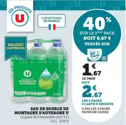 Hyper U Eau de source de montagne d'auvergne u offre