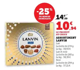 Hyper U Assortiment lanvin offre