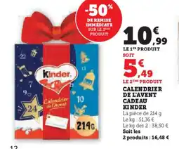 Hyper U Calendrier de l'avent cadeau kinder offre
