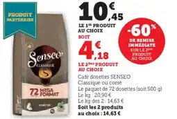 Hyper U Café dosettes senseo classique ou corsé offre