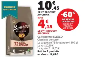 Hyper U Café dosettes senseo classique ou corsé offre