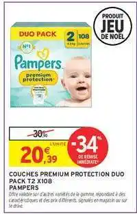 Intermarché COUCHES PREMIUM PROTECTION DUO PACK T2 X108 PAMPERS offre