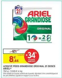 LESSIVE PODS GRANDIOSE ORIGINAL 21 DOSES ARIEL