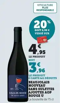 Maximarché Beaujolais nouveau sans sulfites ajoutes aop rouge offre