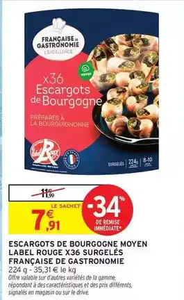 Intermarché Express Signal - escargots de bourgogne moyen label rouge x36 surgelés offre