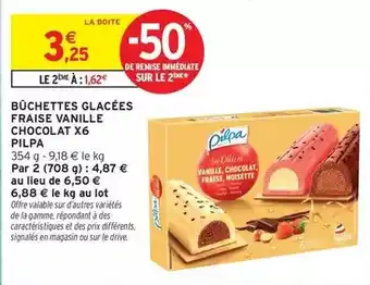 Intermarché Express Pilpa - büchettes glacées fraise vanille chocolat x6 offre