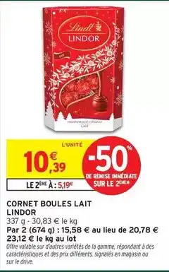 Intermarché Express Lindt - cornet boules lait offre