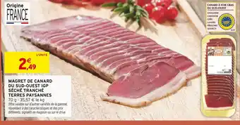 Intermarché Terres paysannes magret de canard du sud-ouest igp séché tranché offre