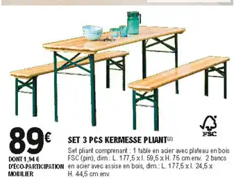 E.Leclerc Brico Set 3 pcs kermesse pliant offre
