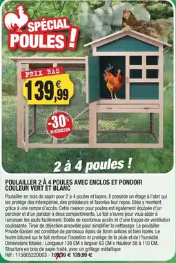 Outiror Bien - poulet 2 à 4 poules avec enclos et pondoir couleur vert et blanc offre