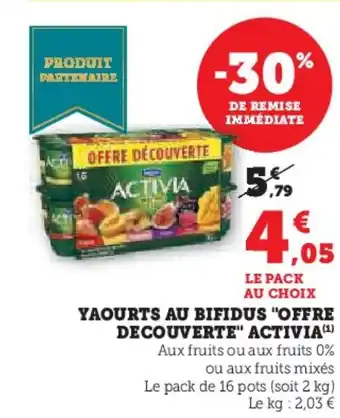 Hyper U Yaourts au bifidus offre decouverte activia offre