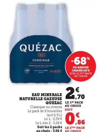 Hyper U Eau minerale naturelle gazeuse quezac offre