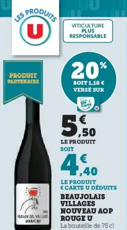 Hyper U Beaujolais villages nouveau aop rouge u offre