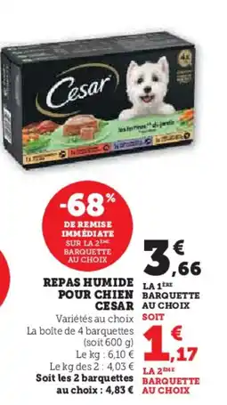 Hyper U Repas humide pour chien cesar offre