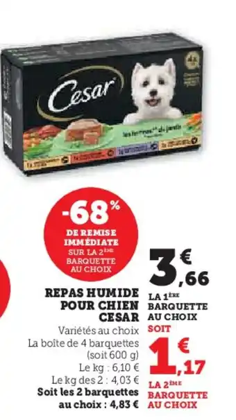 Hyper U Repas humide pour chien cesar offre