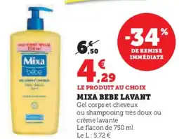 Hyper U Mixa bebe lavant offre