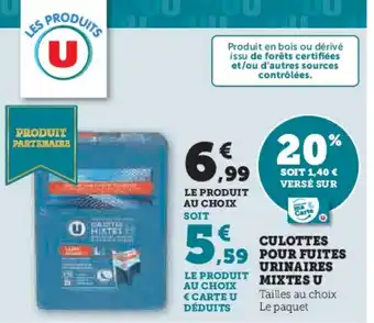 Hyper U Culottes pour fuites urinaires mixtes u offre