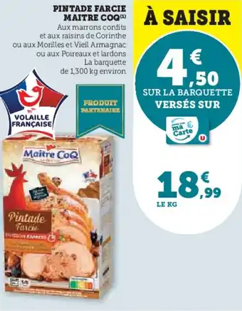 Hyper U Pintade farcie maitre coq offre