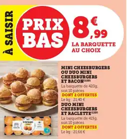 Hyper U Mini cheesburgers ou duo mini cheesburgers et bacon offre