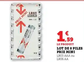 Hyper U Lot de 8 piles prix mini offre