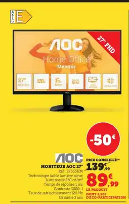 Hyper U Moniteur aoc 27" offre