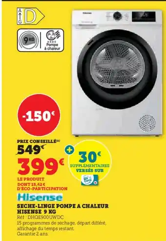 Hyper U Seche-linge pompe a chaleur hisense offre