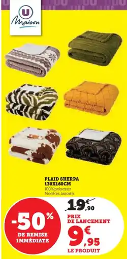 Hyper U Plaid sherpa 100% polyester modèles assortis offre