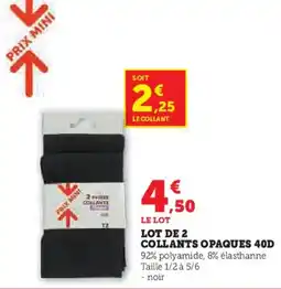 Hyper U Lot de 2 collants opaques 40d offre