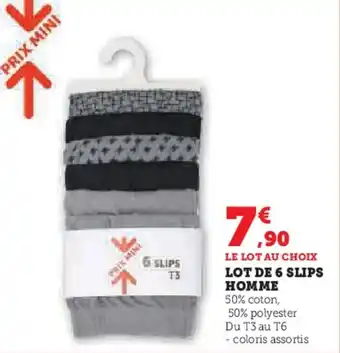 Hyper U Lot de 6 slips homme offre