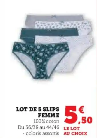 Hyper U Lot de 5 slips femme offre