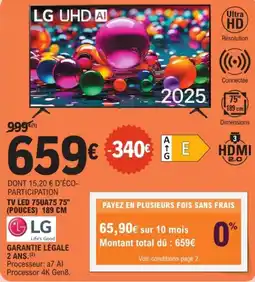 E.Leclerc Tv led 75ua75 75" pouces offre