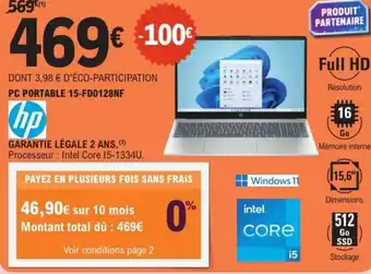 E.Leclerc Pc portable 15-fd0128nf hp offre