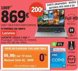 E.Leclerc Pc portable loq 15irx10 lenovo offre