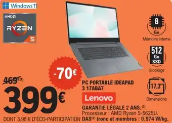 E.Leclerc Pc portable ideapad 3 17aba7 lenovo offre