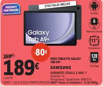 E.Leclerc Pack tablette galaxy tab a9+ samsung offre