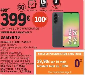 E.Leclerc Smartphone galaxy a56 samsung offre
