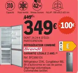 E.Leclerc Réfrigérateur combinée brandt offre