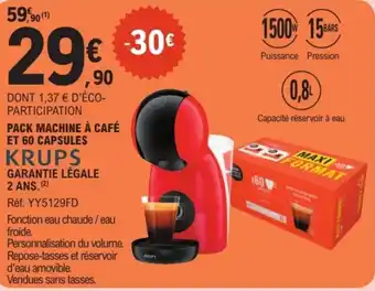 E.Leclerc Pack machine à café et 60 capsules krups offre