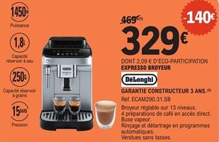 E.Leclerc Expresso broyeur delonghi offre