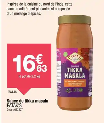 Promocash PATAKS Sauce de tikka masala offre