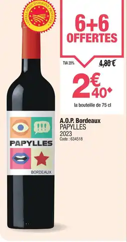 Promocash PAPYLLES 2023 A.O.P. Bordeaux offre