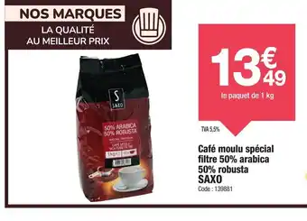 Promocash SAXO Café moulu spécial filtre 50% arabica 50% robusta offre