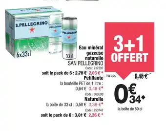Promocash SAN PELLEGRINO Eau minéral gazeuse naturelle offre