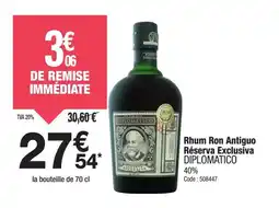 Promocash DIPLOMATICO Rhum Ron Antiguo Réserva Exclusiva offre