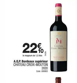 Promocash CHÂTEAU CROIX-MOUTON 2020 A.O.P. Bordeaux supérieur offre