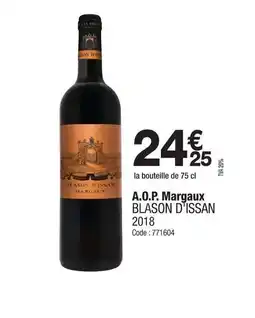 Promocash BLASON D'ISSAN 2018 A.O.P. Margaux offre