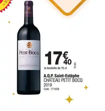 Promocash CHATEAU PETIT BOCQ 2019 A.O.P. Saint-Estèphe offre