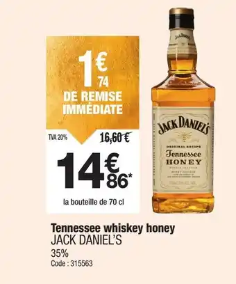 Promocash JACK DANIEL'S Tennessee whiskey honey offre