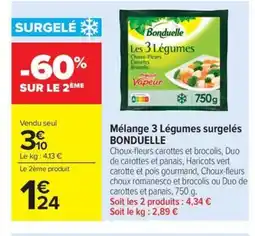 Carrefour Market BONDUELLE Mélange 3 Légumes surgelés offre