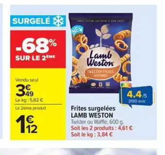 Carrefour Market LAMB WESTON Frites surgelées offre